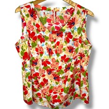 Talbots Top Women's Size XL Petite Sunset Hibiscus Career Tank Vacation Ready
