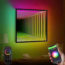 RGB 3D Infinity Mirror Light - 19.7" LED Tunnel Wall Decor for Gaming Parties