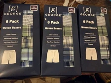18 Count George Woven Boxers For Men Size 2XL Plaids 3 Boxes