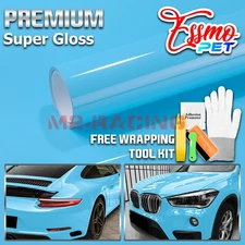 ESSMO PET Super Gloss Light Blue Car Vehicle Vinyl Wrap Decal Sheet Like Paint