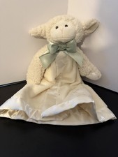 Bearington Baby Lamb Lovey Security Blanket Satin Trim Sherpa Plush EUC