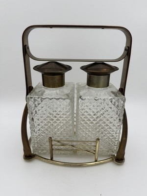 Vintage Equestrian Diamond Point Decanter Set Scotch & Bourbon no tags Rare