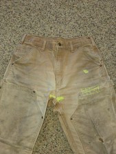 Vintage Carhartt double knee dungarees, worn hard, repaired,