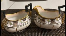 Pickard Studio “Poppies and Platinum” Coffee/Tea Sugar & Creamer Set / Signed AP