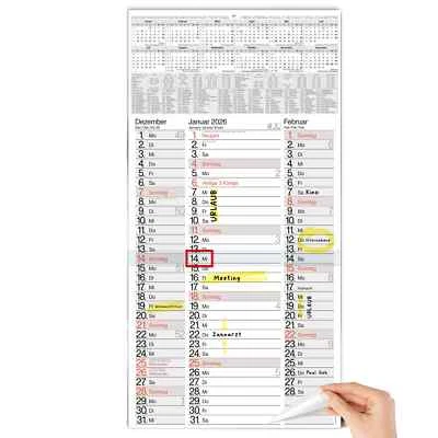 TOBJA 3 Monatskalender 2026 Wandkalender Schieber Monatskalender 2026 Kalender Büro