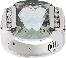 David Yurman Prasiolite and diamond ring in sterling silver