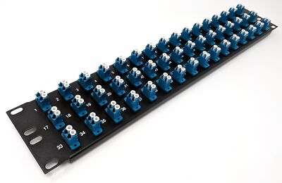 48 Port LC Fiber Patch Panel Singlemode Blue Couplers Loaded 2u 19''
