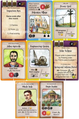 NEW Nations Board Game Promo Pack 8 Cards 2014 Inspiration & Tesla & Hagia Sofia
