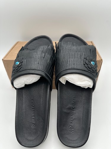 MANITOBAH Wasaga Fringed Slide Black Women's Size 8 - Bild 5 von 5