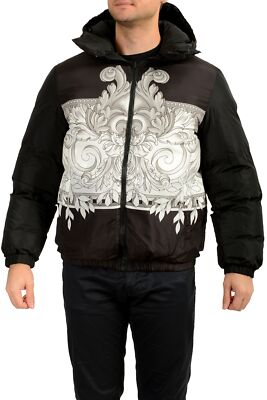Versace Men's Barocco Reversible Hooded Full Zip Parka Jacket US 2XL IT 56