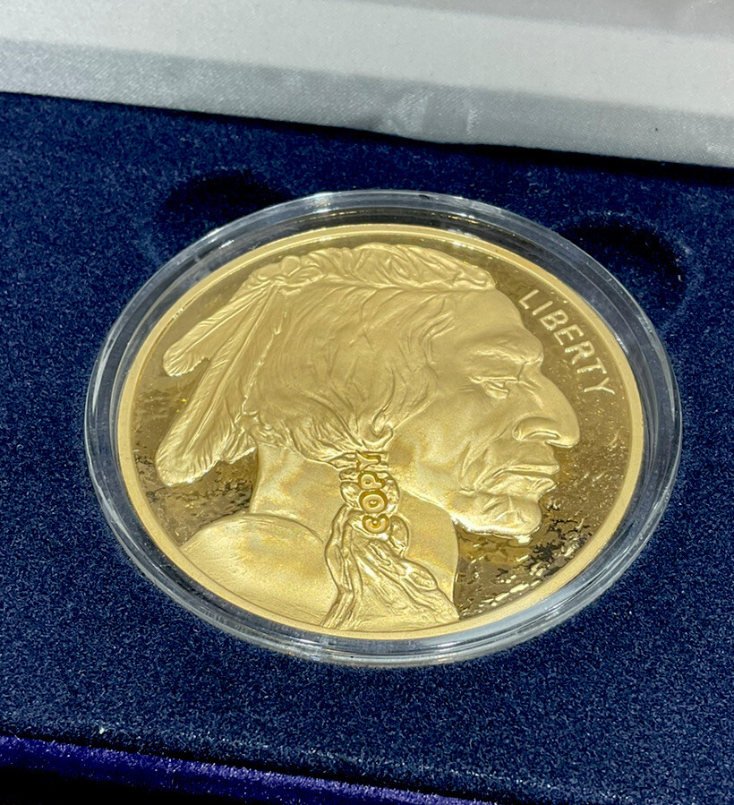 50 USA Buffalo Tribute Proof 24k Plated Silver NATIONAL COLLECTOR'S