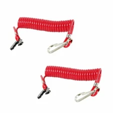 2 PCS Boat Motor Kill Stop Switch Key Emergency Stop Lanyard Rope Tether  Clip