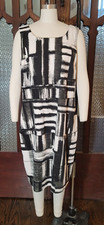 CALVIN KLEIN Sleeveless Black and White "Sweatshirt" Dress w/ Overlock Stitching