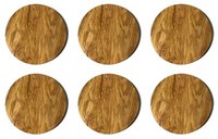 Olivenholz Brett 6Er Set, Rund, Ca Ø24Cm