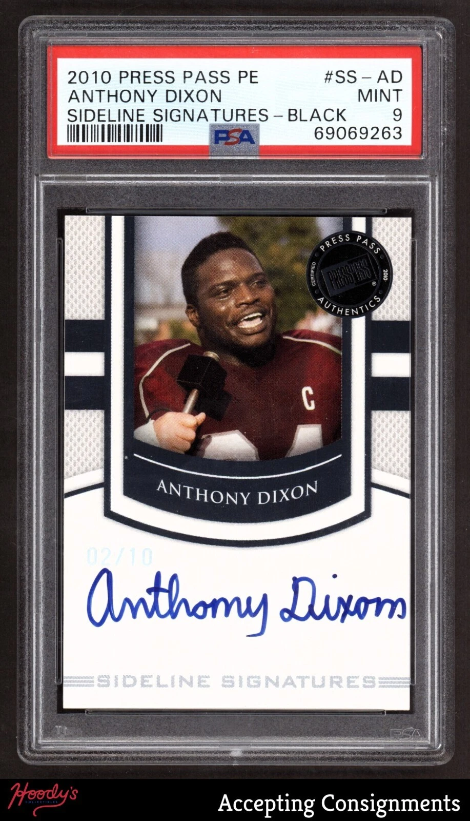 Anthony Dixon Press Pass PE Sideline Signatures #SSAD Black