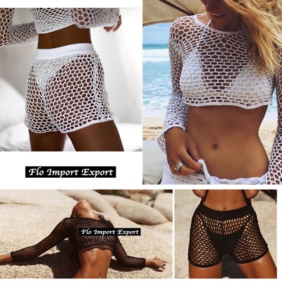 Pantaloncini Mare Donna Copricostume Rete Top Cover Up Summer