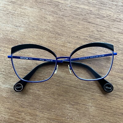 WOOW Good Mood 2 Col 100 Black Blue Violet EYEGLASSES FRAME 54-15-140 Cateye
