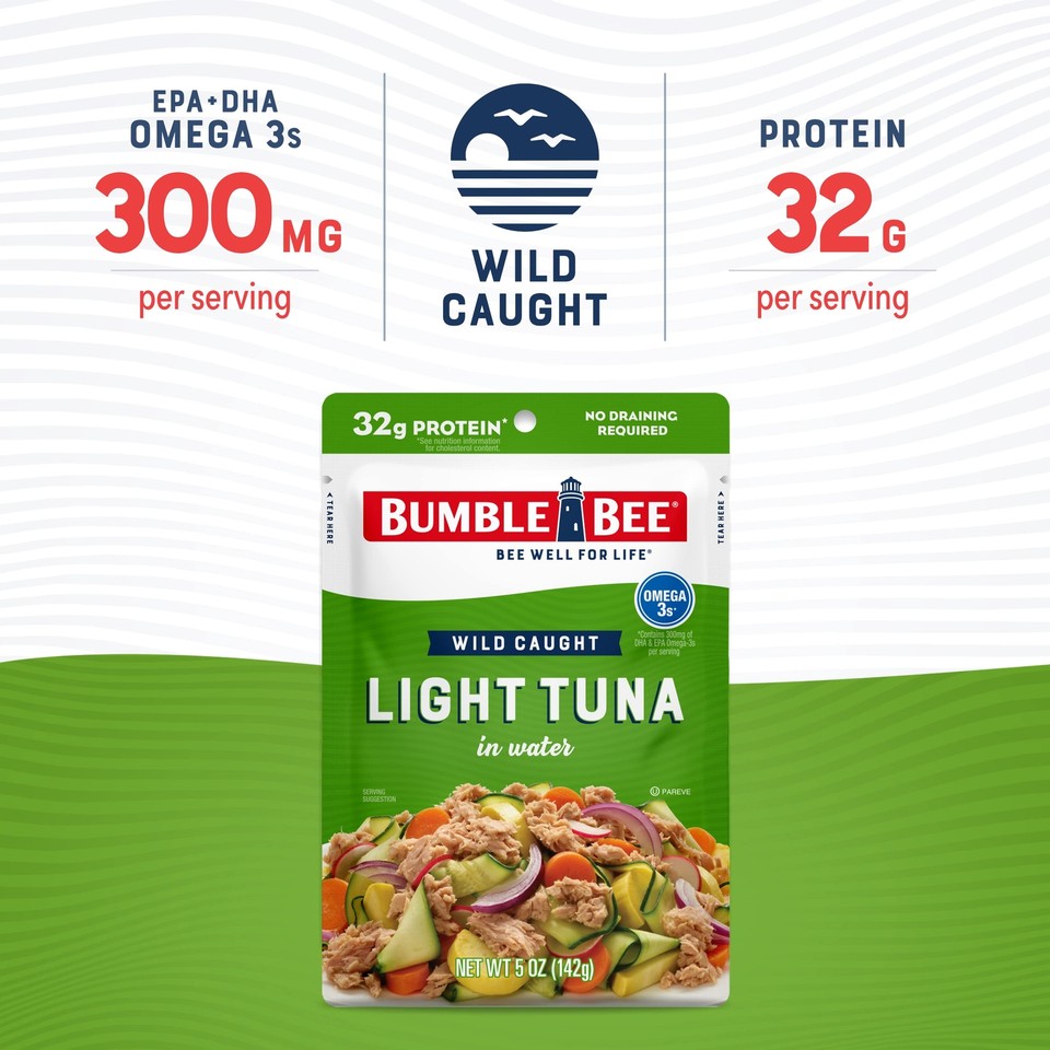 Light Tuna Pouch In Water, 5 oz Pouch (Pack of 12) Tuna Fish Pouch