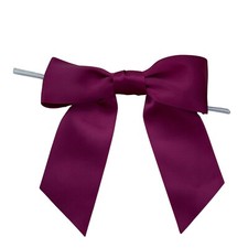Pre-Tied Burgundy Satin Bows - 4 1/2" Wide, Set of 12, Fall, Christmas, Gift Bow
