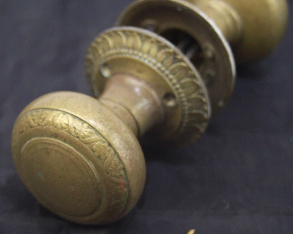 Yale & Towne Brass Concentric Flower Door Knob Set #1 - Image 2 of 4