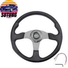 14 Inch Drifting Racing Steering Wheel Aluminum 6 Bolt Universal Flat Dish Gray
