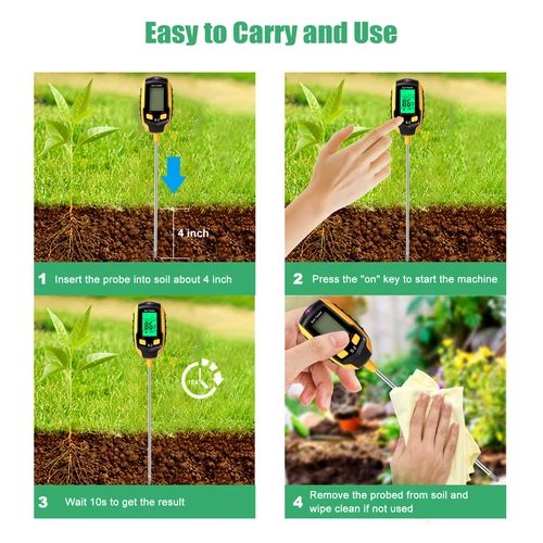 5in1 LCD Digital PH Soil Tester Plant Lawn Water Moisture Temperature Test Meter - Picture 8 of 13