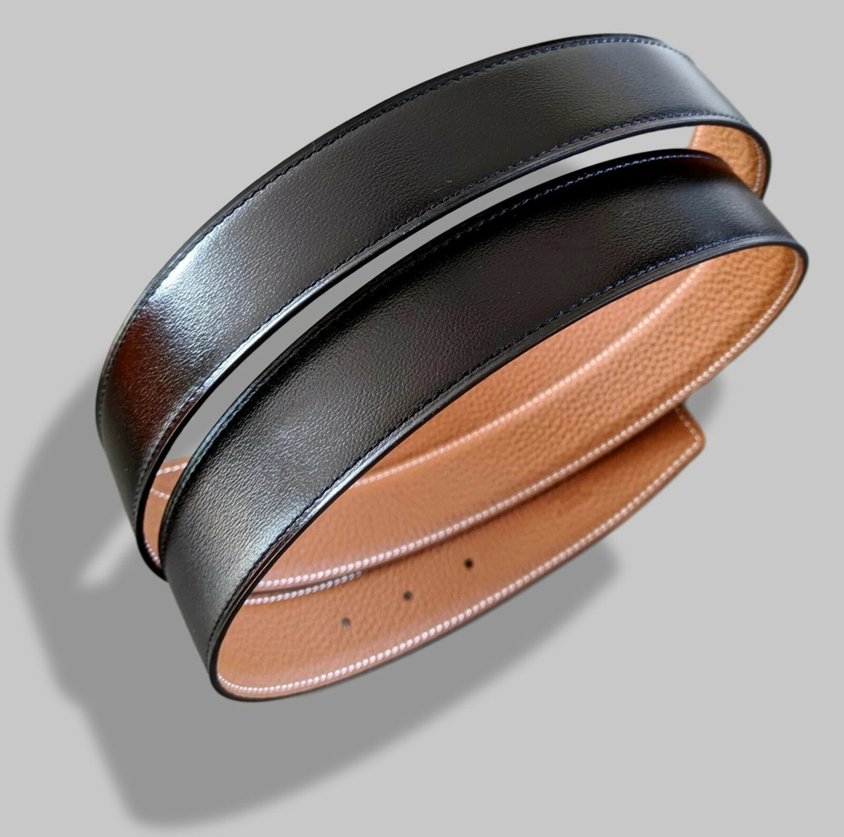 Hermes [159] Noir/Gold Veau Box/Togo Reversible Leather