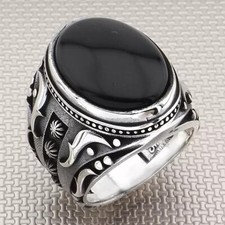 New 925-Sterling Silver | Gemstone Black Onyx Comfortable Unique Birthday Men's 