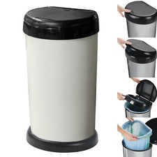 42L Moda Cream Touch Top Kitchen Bin Waste Rubbish Recycle Bin - Metal Effect