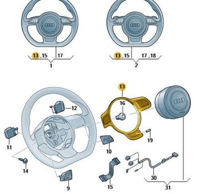 NEU AUDI Q5 LENKRADABDECKUNG TRIM RING SURROUND 8U0419689CV58 2016 