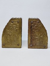 Paire D'anciens Serre Livres En Bois Et Laiton Antique Bookends
