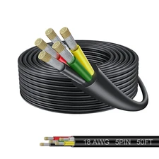 18 Gauge Electrical Wire 5 Conductor, 18AWG 50FT PVC Stranded, 18/5 Low Voltage