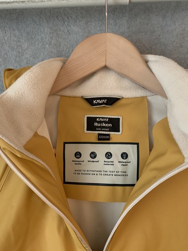 Kavat Rusken Kids Raincoat Jacket Yellow Sweden Sz 122/128 US Size 8 Waterproof - Picture 5 of 12