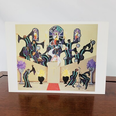 Vintage 1990 Annie Lee Art Print Note Card EB-BODY SAY  AMEN  Cut Ready To Frame