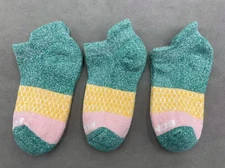 Bombas 3 pairs Junior Tri-Block Marl Ankle Sock (5-8 years old)  Size Y green