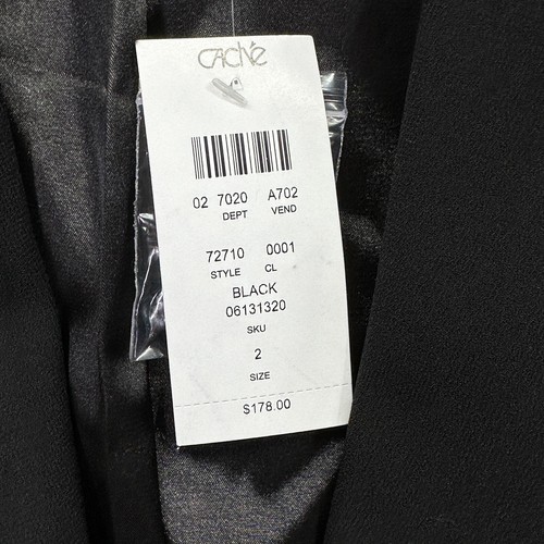 Cache Blazer Short Cropped Career Jacket Black Ruching Women’s Sz 2 $178 NWT - Picture 5 of 15