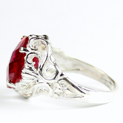 6 carat CREATED RUBY 12x10mm Sterling Silver Ladies Ring -Handmade • SR114 - Picture 3 of 5