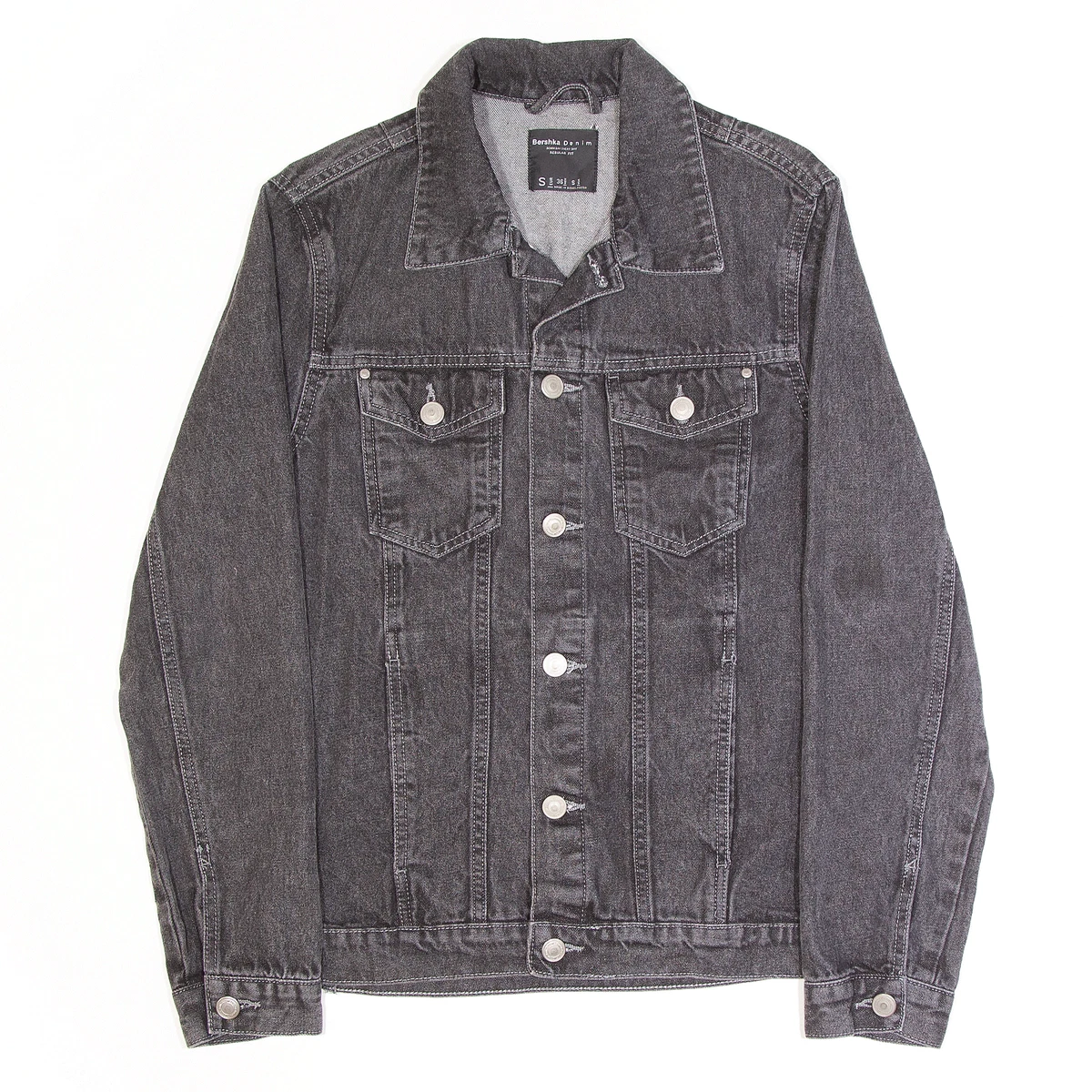 BERSHKA Grey Mens Denim Jacket S eBay
