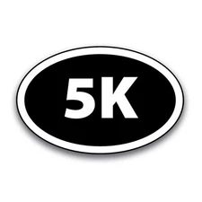 5K Marathon Inverted Black Oval Magnet Decal, 4x6 Inches, Automotive Magnet