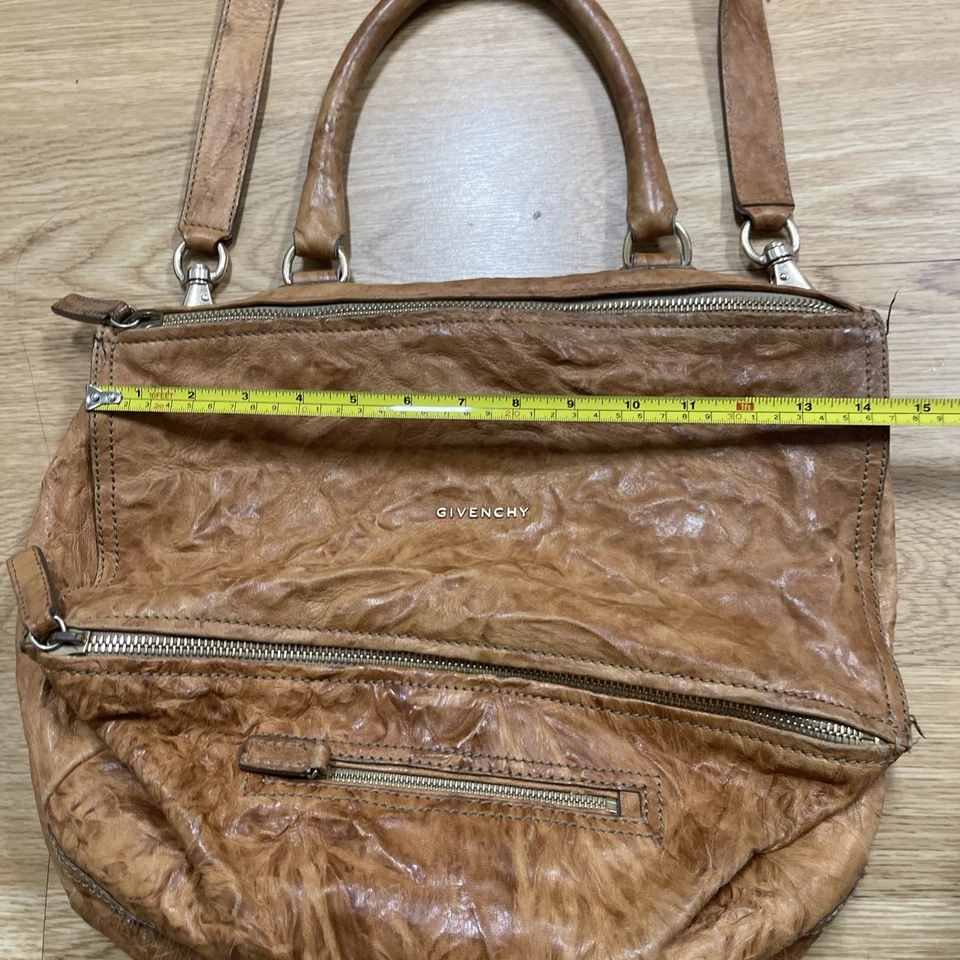 Givenchy Pandora Bolso de Hombro de Cuero de Becerro Marrón Envejecido Cartera Bolso de Mano de 2 Vías Foto 3 de 4