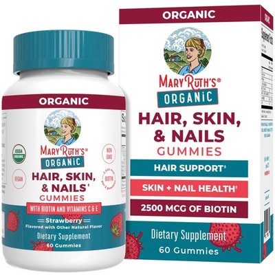 Hair Skin and Nail Vitamins | USDA Organic | 2500 mcg Biotin Gummies with Vit...