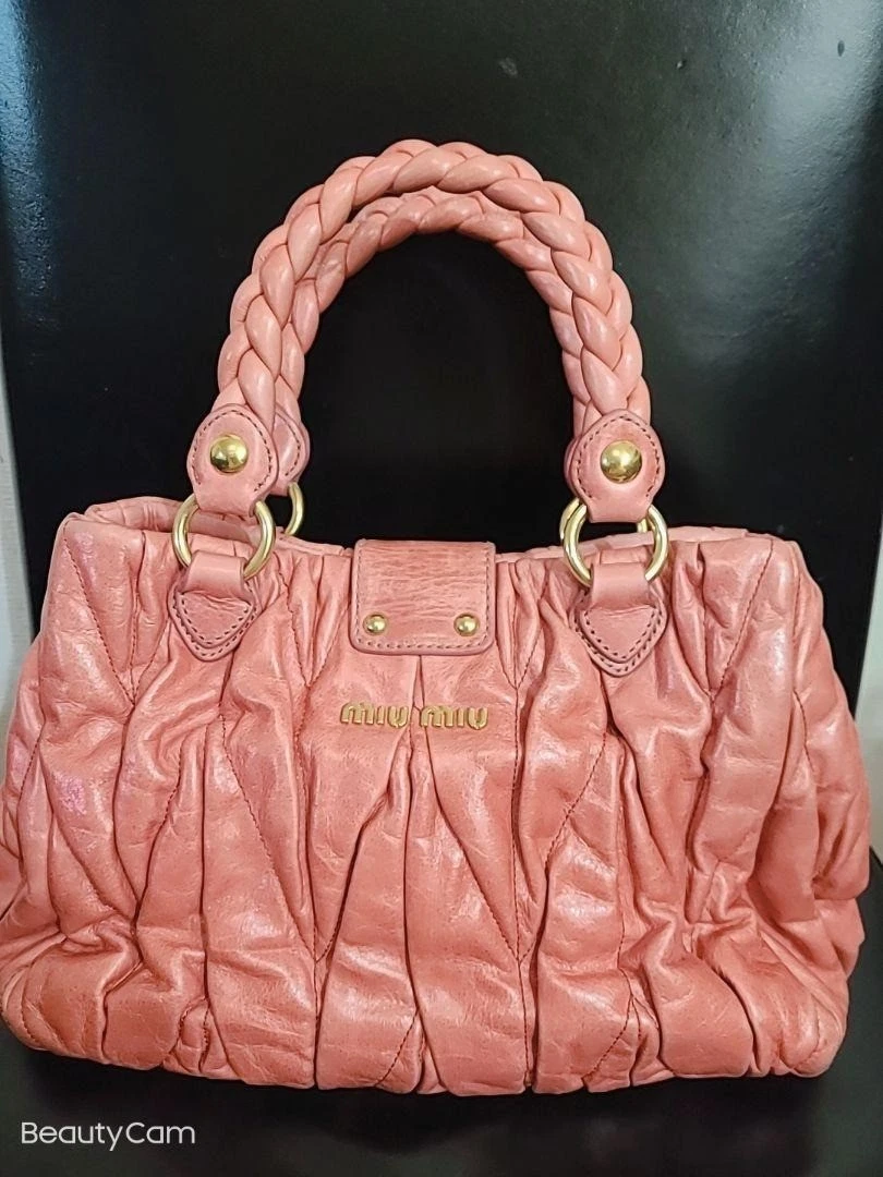 Borsa Miu Miu Matelasse tracolla pelle rosa USATA originale #S2283