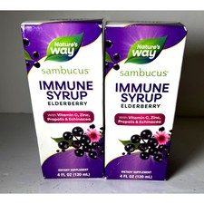 Nature's Way Sambucus Elderberry Syrup 4oz 2-Pack Vitamin C Zinc NEW EXP 08/26