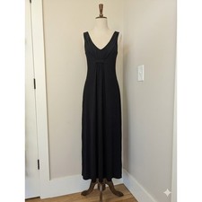 Soma Black Sleeveless V-Neck Pleated Empire Waist Maxi Dress Lounge Beach Comfy