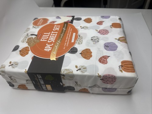 Juego de sábanas Envogue 4 piezas Queen nuevo colorido estampado de calabaza otoño acción de gracias - Imagen 5 de 8