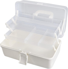 Craft Art Box Tackle Box Organizers, 3 Layer White Sewing Hair Supply Organizati
