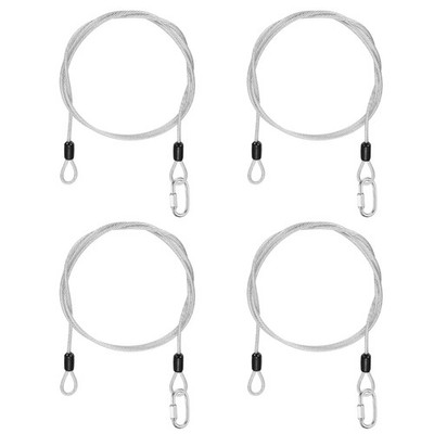 4Set 1/8'' Dia 3.3ft Security Steel Cable with Loops Clear + Quick Links