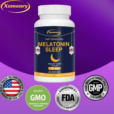 Melatonin Sleep 20mg-Faster Deeper More Restful Sleep Aid, Stress Anxiety Relief