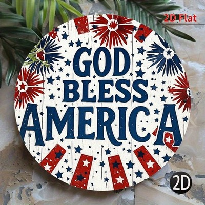 Tin Metal Signs Home Décor God Bless America, Suitable for Cafe or Farmhouse Dec