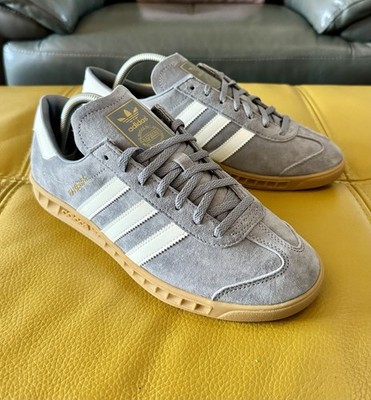  adidas Hamburg Originals Retro Sneaker Grau Weiß Gummi UK 8 US 8,5 